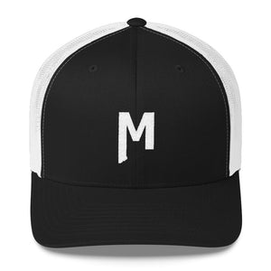 M Trucker (black/white) - Montana M embroidered Mesh Trucker Hat