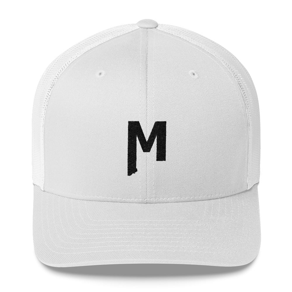 Montana M embroidered grey white Mesh Trucker Hat